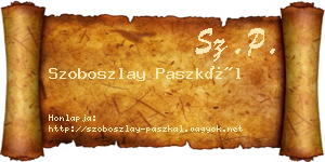 Szoboszlay Paszkál névjegykártya